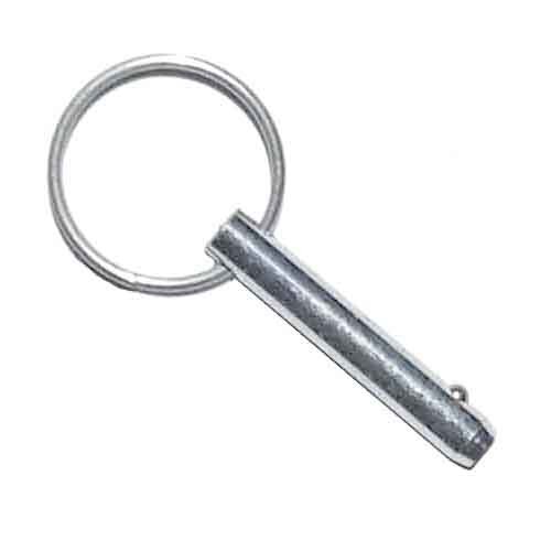 1/4" X 1" (OAL) Cotterless Hitch Pin (Detent Pin), w/Split Ring, Zinc